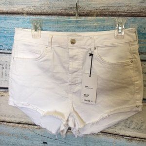 Forever 21 Mid Rise Shorts Denim White Size US 29